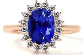 Classic Princess Diana Blue Sapphire Halo Ring
