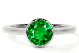 Perfect Bezel Set Round Emerald Solitaire Ring
