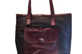 Genuine Leather Tote Bag with Zipper