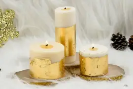 Joy White Gold Pillar Candles Cinnamon Roll 